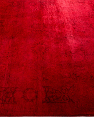 Modern Overdyed Hand Knotted Wool Red Area Rug 5' 2" x 10' 5"