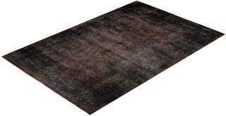 Modern Overdyed Hand Knotted Wool Brown Area Rug 4' 1" x 6' 1"