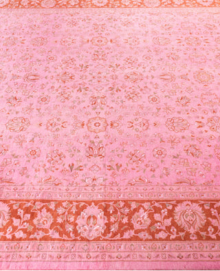Overdyed Hand-Knotted Wool Modern-Contemporary Pink Area Rug 6' 8" x 9' 9"