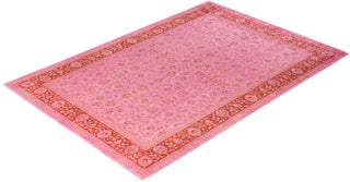 Overdyed Hand-Knotted Wool Modern-Contemporary Pink Area Rug 6' 8" x 9' 9"