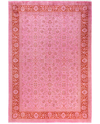 Overdyed Hand-Knotted Wool Modern-Contemporary Pink Area Rug 6' 8" x 9' 9"