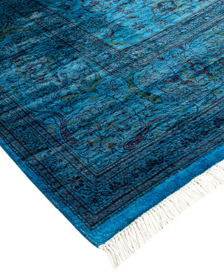 Modern Overdyed Hand Knotted Wool Blue Area Rug 6' 5" x 10' 4"