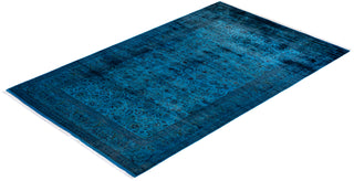 Modern Overdyed Hand Knotted Wool Blue Area Rug 6' 5" x 10' 4"