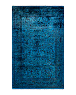 Contemporary Fine Vibrance Blue Wool Area Rug 6' 5" x 10' 4"