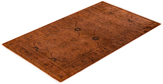 Modern Overdyed Hand Knotted Wool Brown Area Rug 3' 1" x 5' 3"