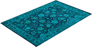 Overdyed Hand-Knotted Blue Area Rug 4' 2" x 6' 2"