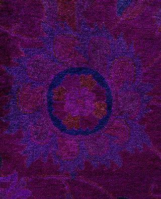 Contemporary Overdyed Wool Hand Knotted Purple Area Rug 9' 1" x 12' 1"