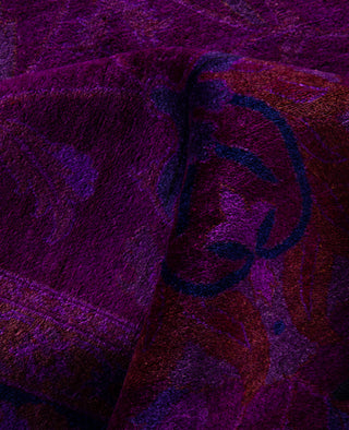 Contemporary Overdyed Wool Hand Knotted Purple Area Rug 9' 1" x 12' 1"