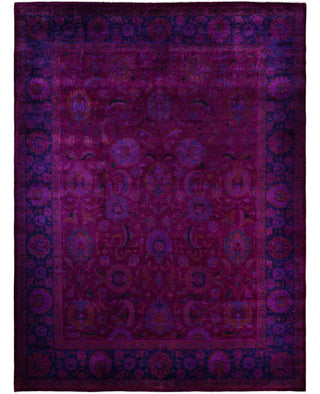 Contemporary Overdyed Wool Hand Knotted Purple Area Rug 9' 1" x 12' 1"