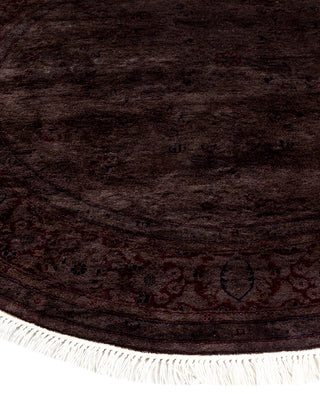 Modern Overdyed Hand Knotted Wool Brown Round Area Rug 4' 1" x 4' 1"