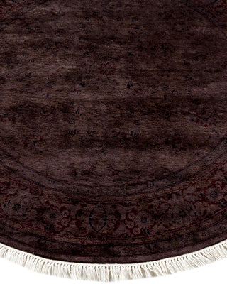 Modern Overdyed Hand Knotted Wool Brown Round Area Rug 4' 1" x 4' 1"