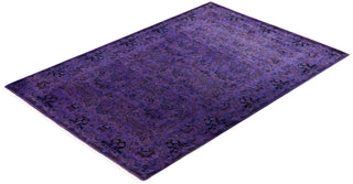 Contemporary Overdyed Wool Hand Knotted Purple Area Rug 4' 7" x 6' 7"