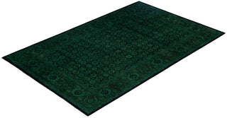 Contemporary Overdyed Wool Hand Knotted Green Area Rug 4' 7" x 7' 2"