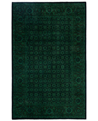 Contemporary Overdyed Wool Hand Knotted Green Area Rug 4' 7" x 7' 2"