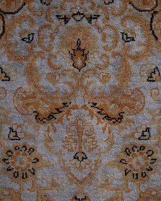 Overdyed Hand-Knotted Gray Oval Area Rug 3' 4" x 4' 10"