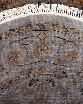 Overdyed Hand-Knotted Gray Oval Area Rug 3' 4" x 4' 10"