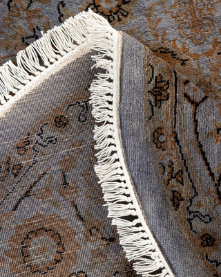 Overdyed Hand-Knotted Gray Oval Area Rug 3' 4" x 4' 10"