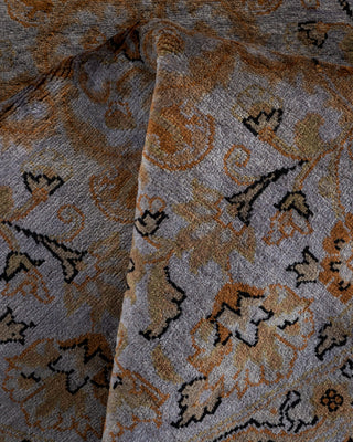 Overdyed Hand-Knotted Gray Oval Area Rug 3' 4" x 4' 10"