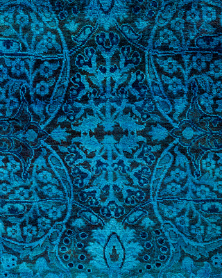 Contemporary Hand-Knotted Overdyed Blue Area Rug 6' 1" x 12' 2"
