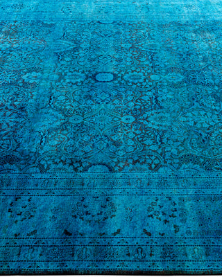 Contemporary Hand-Knotted Overdyed Blue Area Rug 6' 1" x 12' 2"