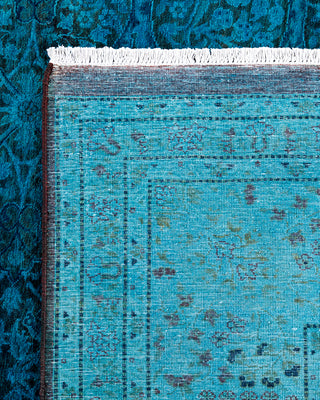 Contemporary Hand-Knotted Overdyed Blue Area Rug 6' 1" x 12' 2"