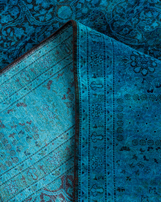 Contemporary Hand-Knotted Overdyed Blue Area Rug 6' 1" x 12' 2"