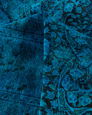 Contemporary Hand-Knotted Overdyed Blue Area Rug 6' 1" x 12' 2"