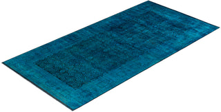 Contemporary Hand-Knotted Overdyed Blue Area Rug 6' 1" x 12' 2"
