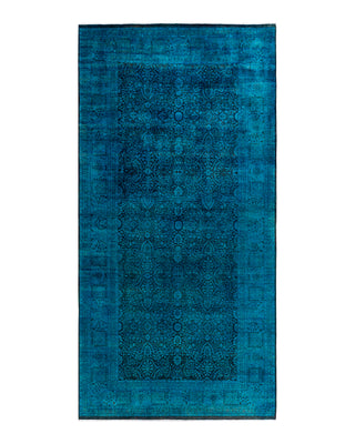 Contemporary Overyed Wool Hand Knotted Blue Area Rug 6' 1" x 12' 2"