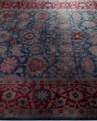 Contemporary Hand-Knotted Overdyed Blue Area Rug 6' 2" x 8' 10"