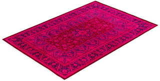 Overdyed Hand-Knotted Wool Modern-Contemporary Pink Area Rug 4' 3" x 6' 2"