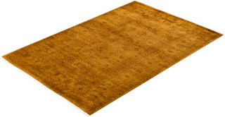 Modern Overdyed Hand Knotted Wool Gold Area Rug 4' 7" x 6' 7"