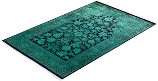 Contemporary Hand-Knotted Overdyed Blue Area Rug 4' 0" x 6' 3"