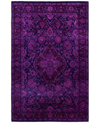 Overdyed Hand-Knotted Wool Modern-Contemporary Purple Area Rug 4' 1" x 6' 5"