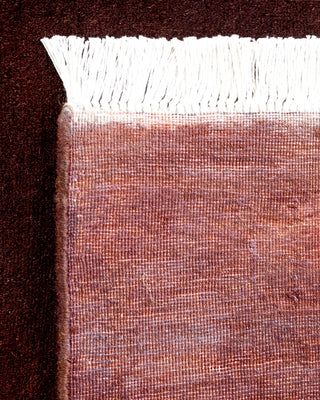 Contemporary Hand Knotted Overdyed Brown Runner 2' 6" x 7' 10"
