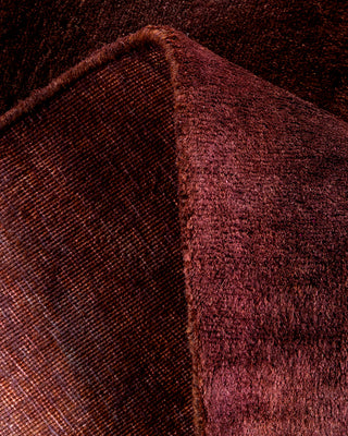 Contemporary Hand Knotted Overdyed Brown Runner 2' 6" x 7' 10"