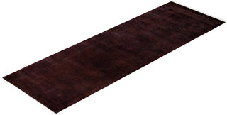 Modern Overdyed Hand Knotted Wool Brown Runner 2' 6" x 7' 10"