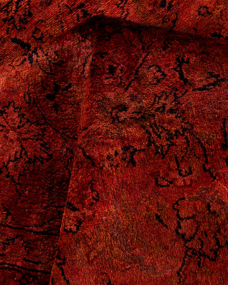Contemporary Hand Knotted Overdyed Orange Area Rug 4' 2" x 6' 4"