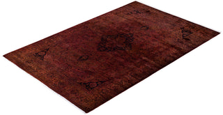 Contemporary Hand Knotted Overdyed Orange Area Rug 4' 2" x 6' 4"