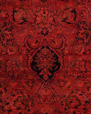 Modern Overdyed Hand Knotted Wool Orange Area Rug 4' 1" x 6' 5"