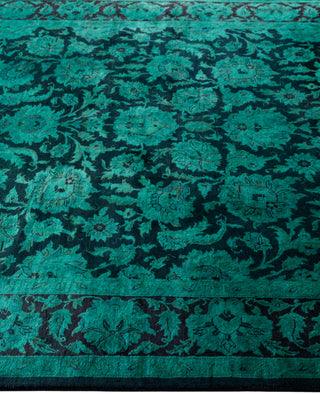 Overdyed Hand-Knotted Wool Modern-Contemporary Green Area Rug 4' 9" x 7' 0"