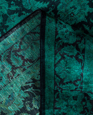 Overdyed Hand-Knotted Wool Modern-Contemporary Green Area Rug 4' 9" x 7' 0"