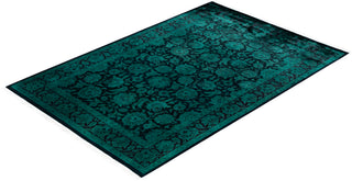 Overdyed Hand-Knotted Wool Modern-Contemporary Green Area Rug 4' 9" x 7' 0"