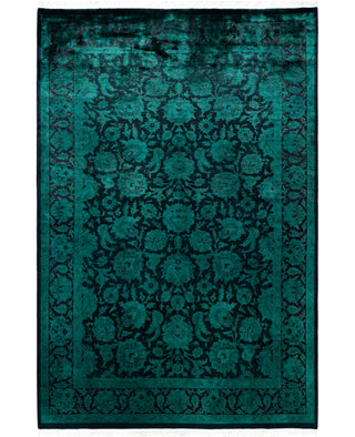 Overdyed Hand-Knotted Wool Modern-Contemporary Green Area Rug 4' 9" x 7' 0"