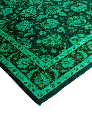 Modern Overdyed Hand Knotted Wool Green Area Rug 3' 2" x 5' 2"