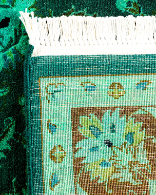 Contemporary Hand-Knotted Overdyed Green Area Rug 3' 2" x 5' 2"