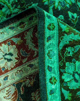 Contemporary Hand-Knotted Overdyed Green Area Rug 3' 2" x 5' 2"