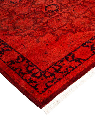 Modern Overdyed Hand Knotted Wool Orange Area Rug 3' 2" x 5' 2"