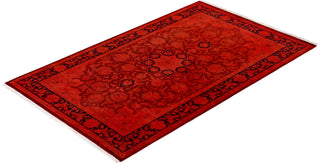 Modern Overdyed Hand Knotted Wool Orange Area Rug 3' 2" x 5' 2"