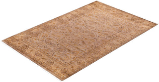 Modern Overdyed Hand Knotted Wool Beige Area Rug 4' 2" x 6' 5"